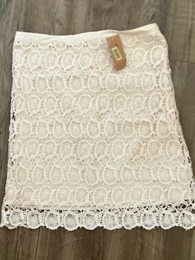 Cremieux Ivory Audrey Crochet Skirt, size 10